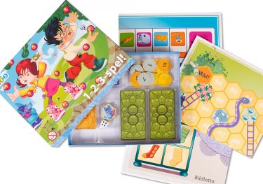 Spellåda 1-2-3 med 4 olika spel